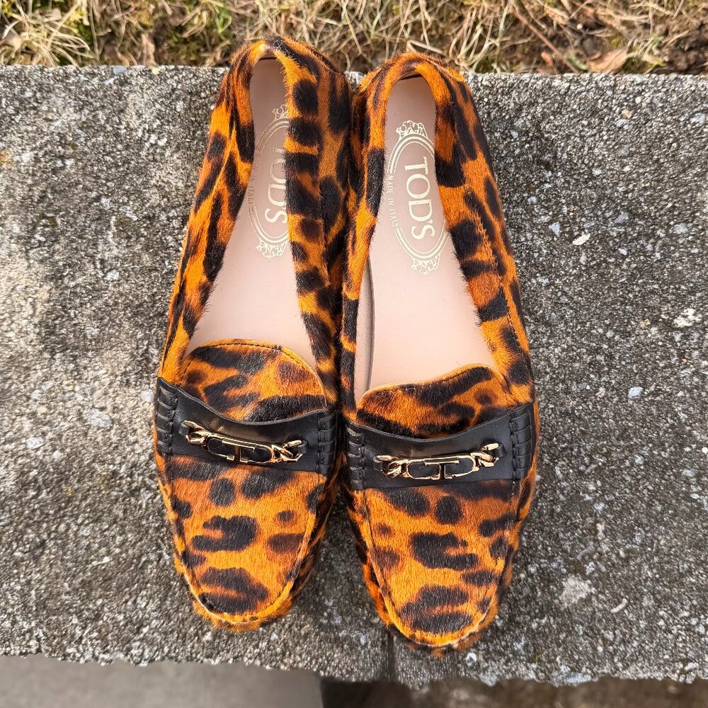 Vintage Animal Print Leopard Hair Calf Loafers Classic Preppy - Picture 4 of 9